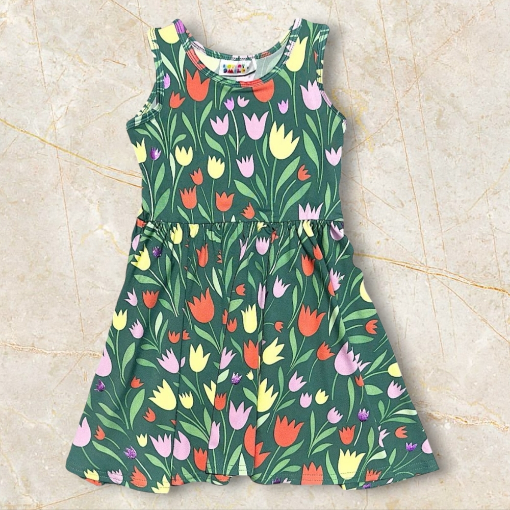 Dot Dot Smile Enchanted Tulip Garden Tank Dress Girls Size 2T Toddler Foil